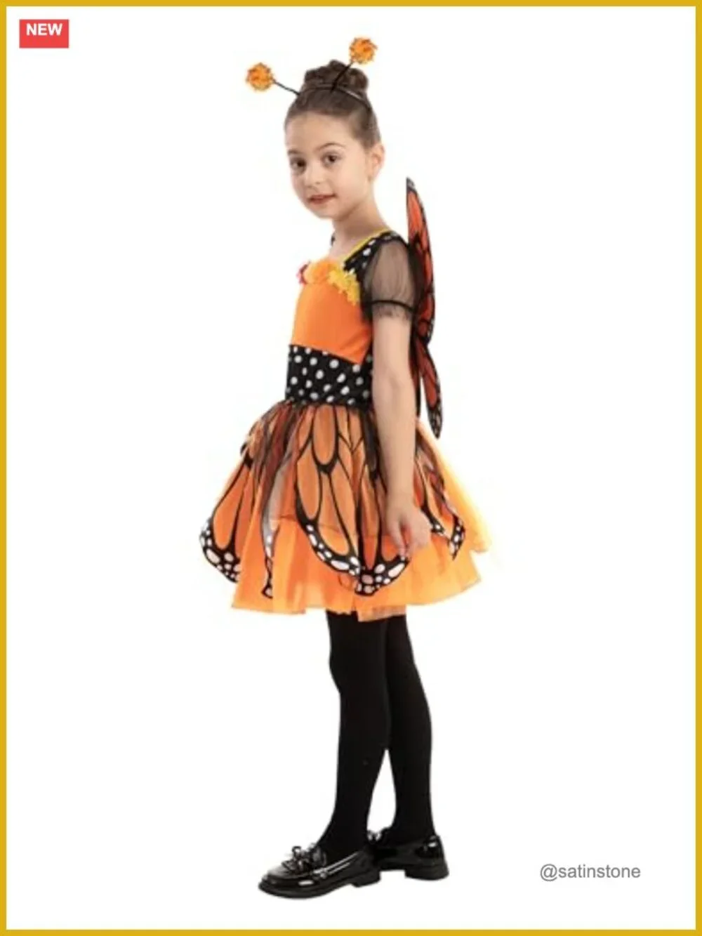 Kids Butterfly Halloween Costume with Wings and Headband - Fantasy Dress Up